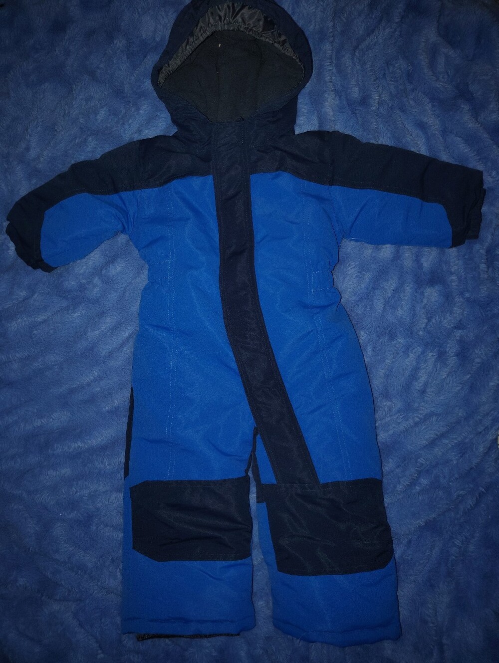Iceberg Blue and Navy Hooded One-Piece Snowsuit for Kids